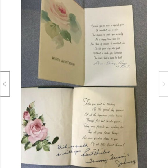 4 Vintage Used Silver Wedding Anniversary Greeting Card by Carlton Cards Canada - Picture 3 of 3